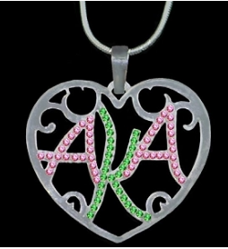 Alpha Kappa Alpha Color Crystal Filigree Heart Necklace Online