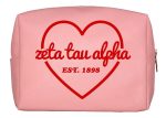 Zeta Tau Alpha Pink & Red Heart Makeup Bag on Sale