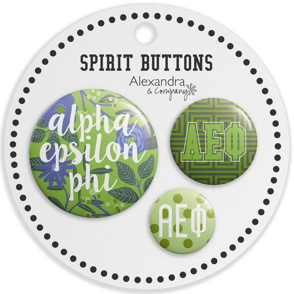 Alpha Epsilon Phi Spirit Printed Buttons Fashion