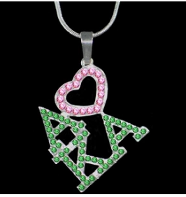 Alpha Kappa Alpha Color Crystal Heart Necklace Sale