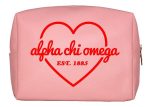 Alpha Chi Omega Pink & Red Heart Makeup Bag Supply