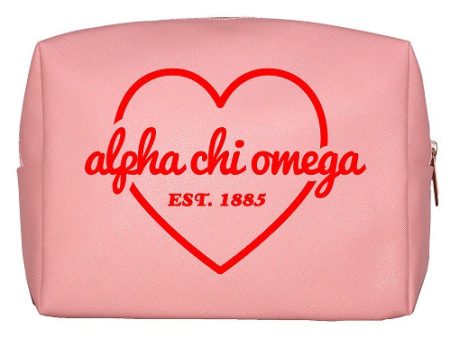 Alpha Chi Omega Pink & Red Heart Makeup Bag Supply