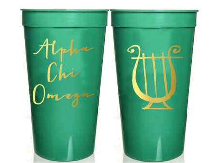 Alpha Chi Omega Sorority Stadium Cup with Gold Foil Print Cheap