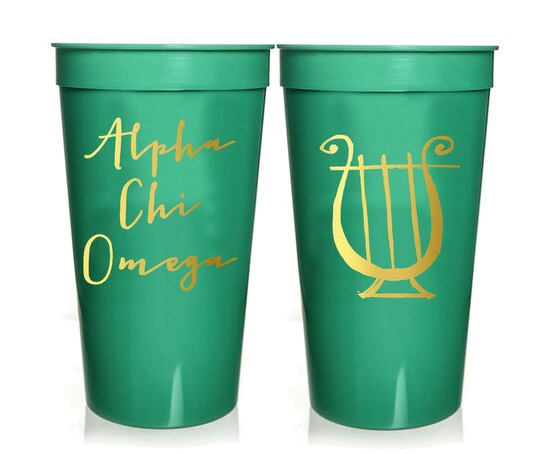 Alpha Chi Omega Sorority Stadium Cup with Gold Foil Print Cheap