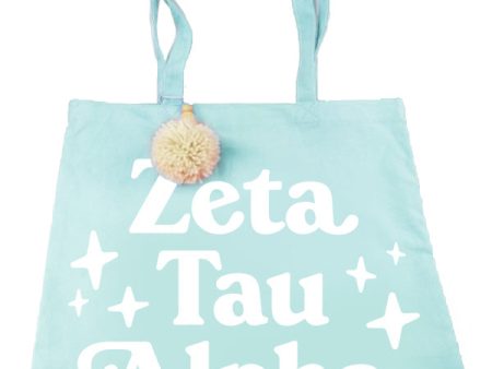 Zeta Tau Alpha Pom Pom Tote Bag For Cheap