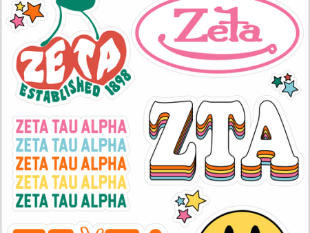 Zeta Tau Alpha Rainbow  Sticker Sheet Online Hot Sale