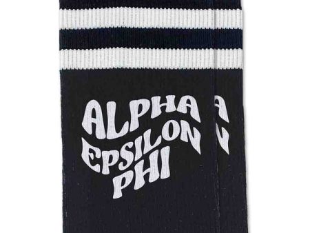 Alpha Epsilon Phi Black Retro Crew Socks Online Sale