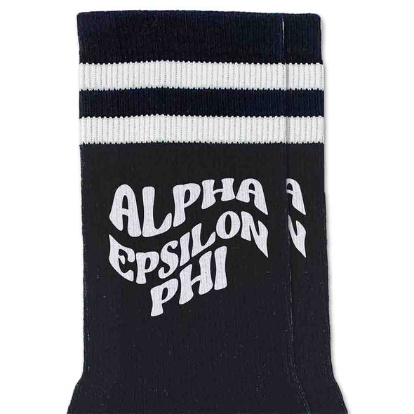 Alpha Epsilon Phi Black Retro Crew Socks Online Sale