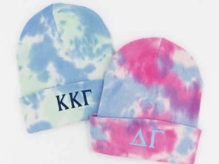 Sorority Greek Letter Tie-Dyed Knit Beanie Online now