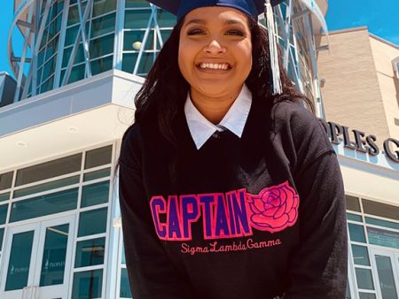 Sigma Lambda Gamma Word Crewneck with Rose For Cheap