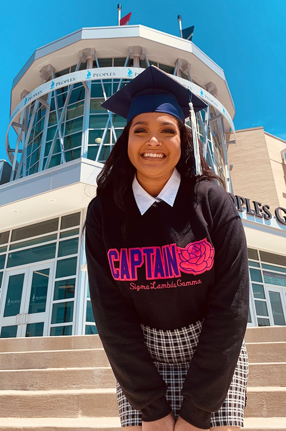 Sigma Lambda Gamma Word Crewneck with Rose For Cheap