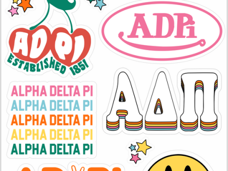 Alpha Delta Pi Rainbow Sticker Sheet Online Sale