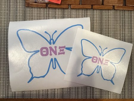 Theta Nu Xi Butterfly Vinyl Decal - Discontinued Discount