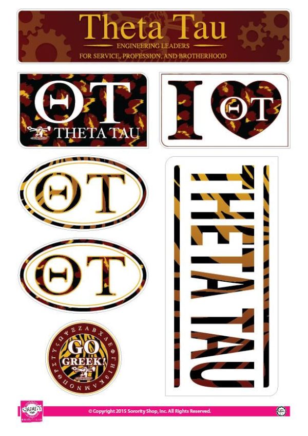 Theta Tau Animal Print Sticker Sheet Supply