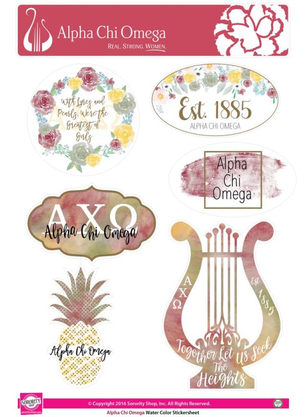 Alpha Chi Omega Watercolor Sticker Sheet Online Sale