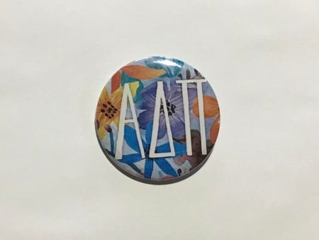 Alpha Delta Pi Flower Design 2.25  Printed Button Fashion