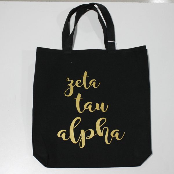 Zeta Tau Alpha Black Vinyl Tote Online Sale