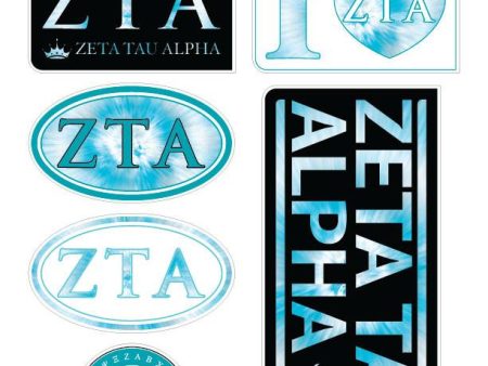 Zeta Tau Alpha Tie Dye Sticker Sheet Sale