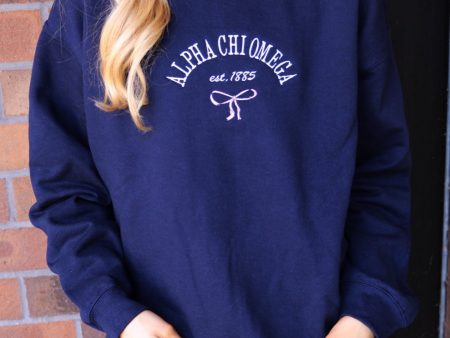 Alpha Chi Omega Classic Crew with Bow Online Sale