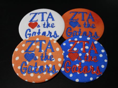 Zeta Tau Alpha  Hearts the Gators  Game Day Embroidered Button Fashion