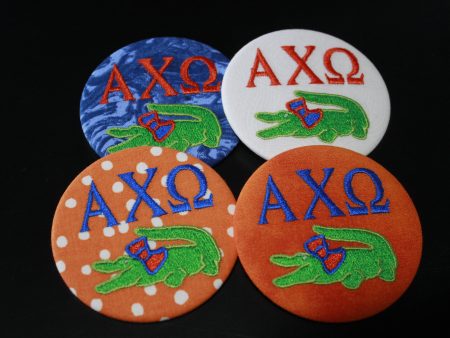 Alpha Chi Omega Gator with Bow Game Day Embroidered Button For Sale