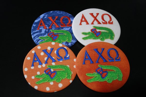 Alpha Chi Omega Gator with Bow Game Day Embroidered Button For Sale