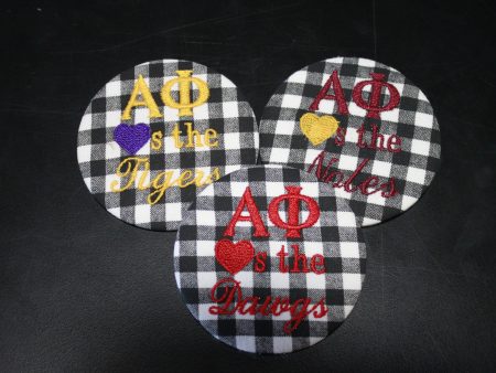 Alpha Phi  Hearts the ___  Gingham Game Day Embroidered Button Fashion