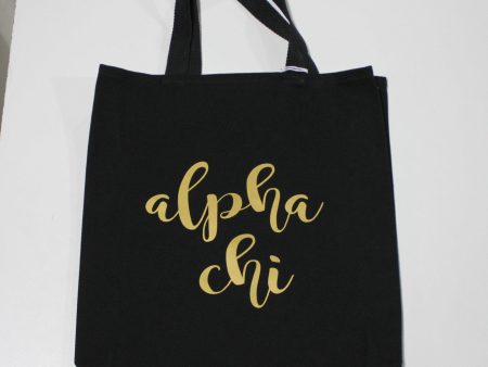 Alpha Chi Omega Black Vinyl Tote Online now