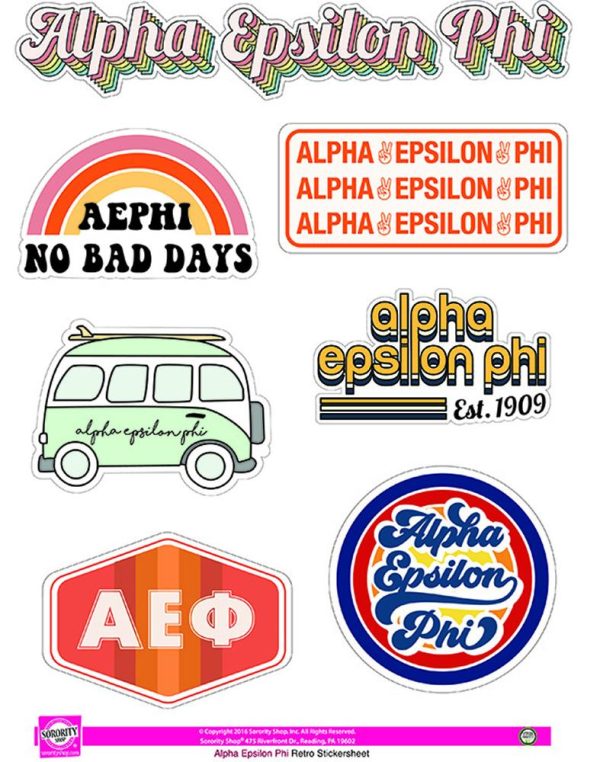 Alpha Epsilon Phi Retro Sticker Sheet For Cheap