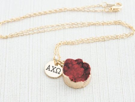 Alpha Chi Omega Druzy Necklace For Discount