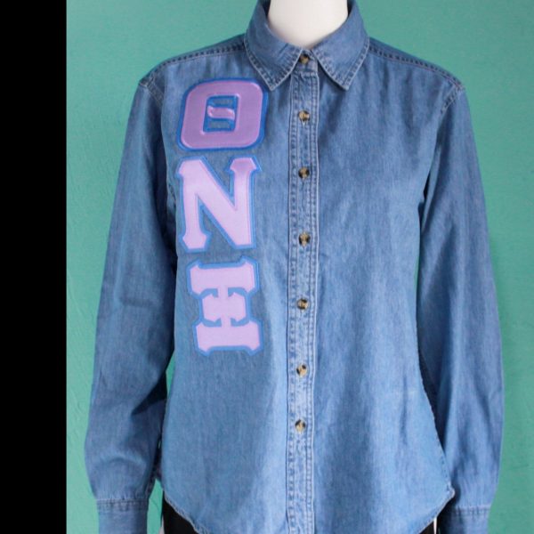 Theta Nu Xi Denim Button Down Shirt Sale