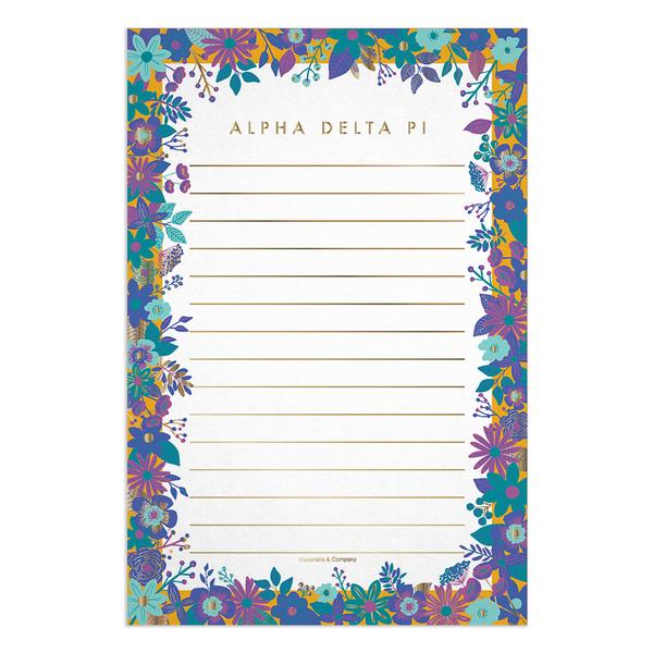 Alpha Delta Pi Floral Notepad For Discount