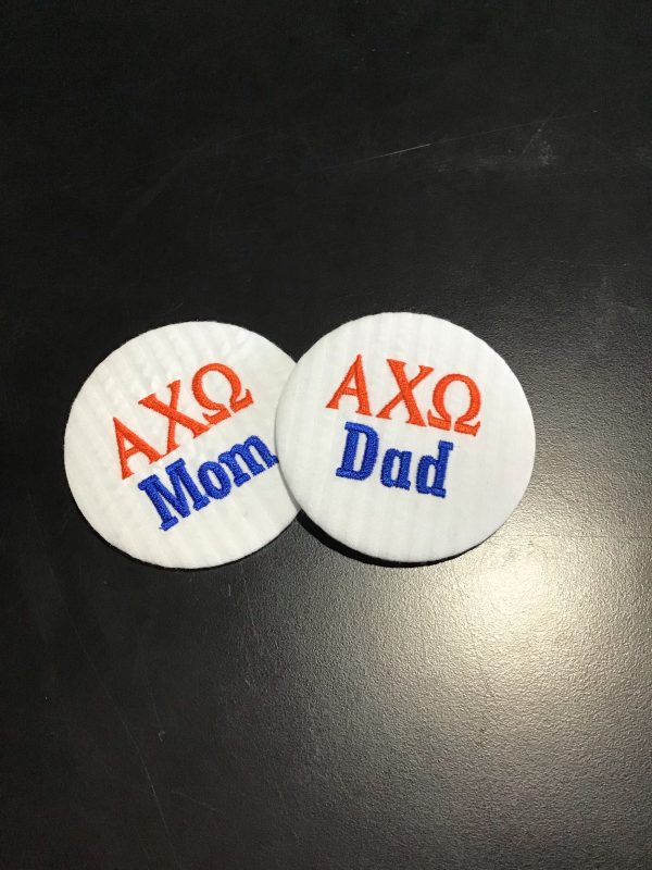 Alpha Chi Omega Mom Dad Embroidered Button Fashion