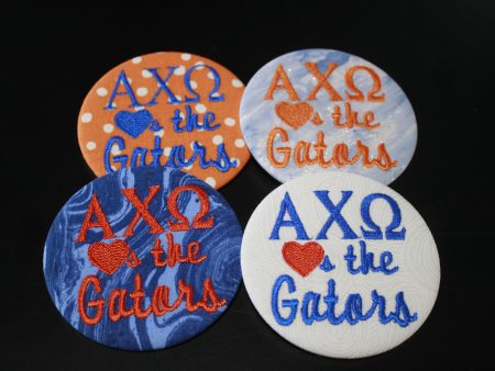 Alpha Chi Omega  Hearts the Gators  Game Day Embroidered Button For Discount