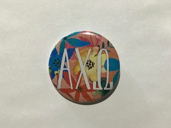 Alpha Chi Omega Flower 2.25  Printed Button Online Hot Sale