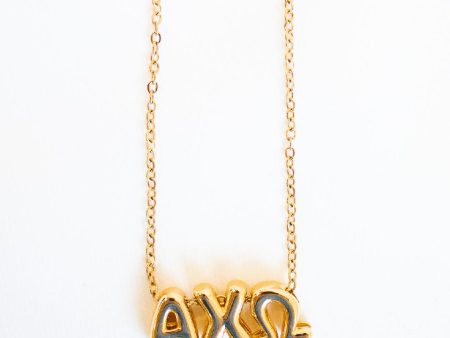 Alpha Chi Omega Bubble Letter Necklace on Sale