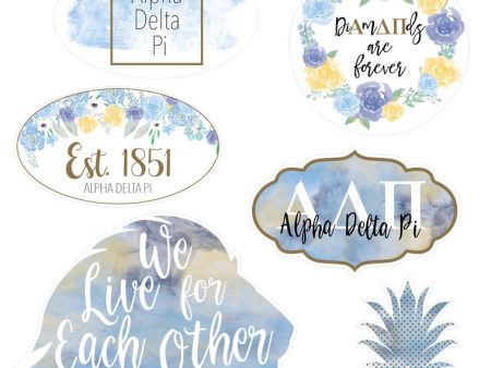 Alpha Delta Pi Watercolor Sticker Sheet Hot on Sale