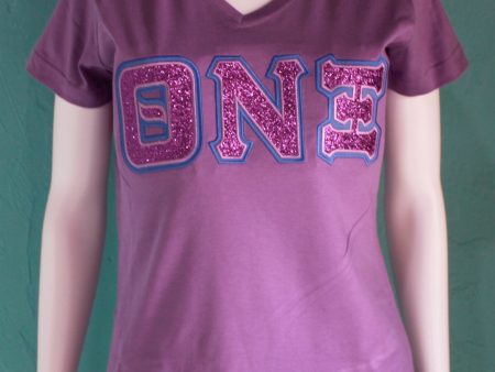 Theta Nu Xi Black V-Neck with Glitter Letters Online Sale