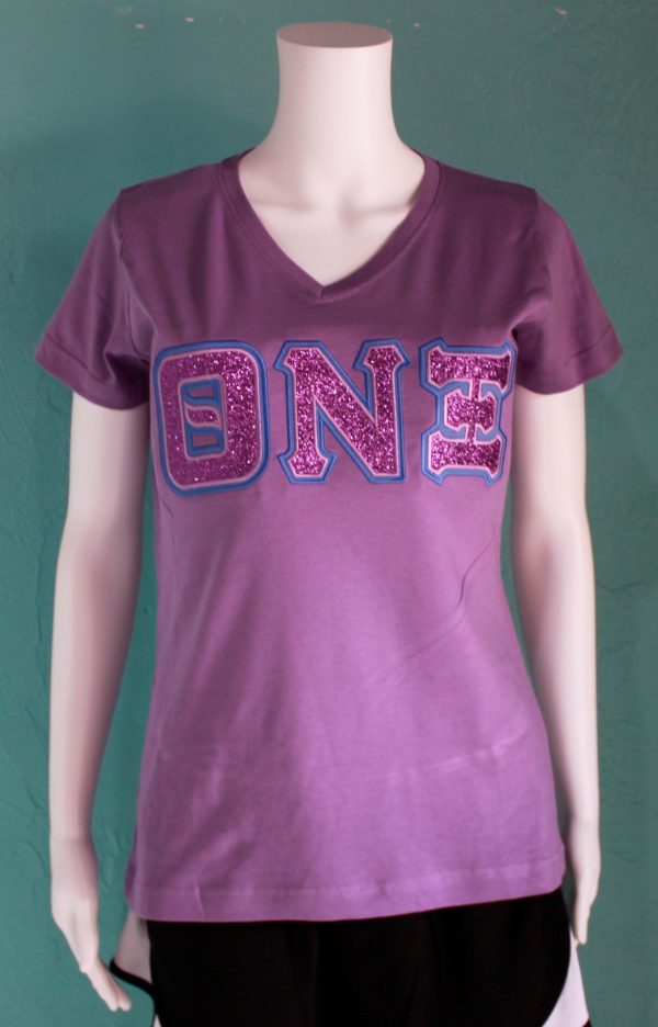 Theta Nu Xi Black V-Neck with Glitter Letters Online Sale