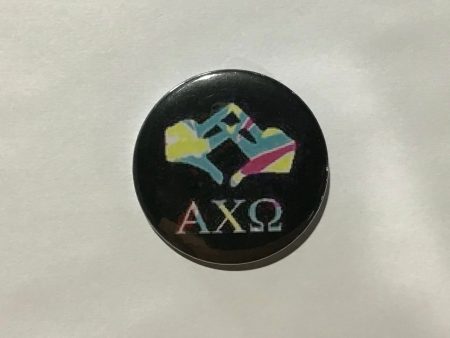 Alpha Chi Omega Handsign 2.25  Printed Button Hot on Sale