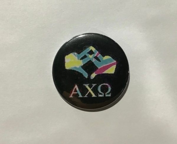 Alpha Chi Omega Handsign 2.25  Printed Button Hot on Sale