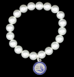 Zeta Phi Beta Pearl Bracelet with Shield Charm Fashion