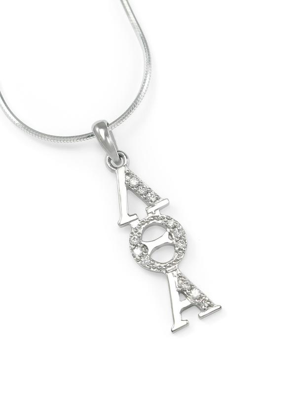 Lambda Theta Alpha Sterling Silver Lavaliere with Crystals Online Hot Sale