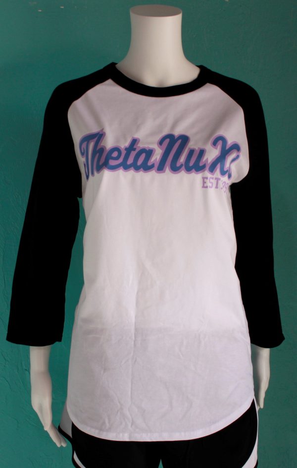 Theta Nu Xi Vinyl Baseball Tee Online now